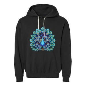 Peacock Bird Lover Illustration Garment-Dyed Fleece Hoodie