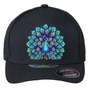 Peacock Bird Lover Illustration Flexfit Unipanel Trucker Cap