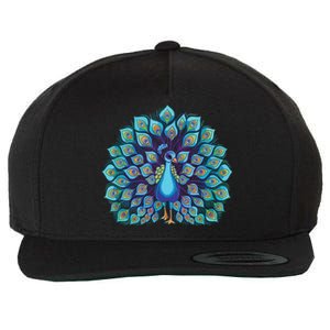 Peacock Bird Lover Illustration Wool Snapback Cap