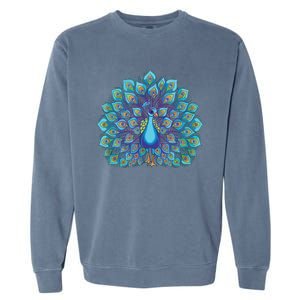 Peacock Bird Lover Illustration Garment-Dyed Sweatshirt