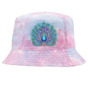 Peacock Bird Lover Illustration Tie-Dyed Bucket Hat