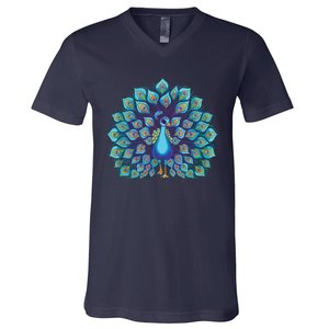 Peacock Bird Lover Illustration V-Neck T-Shirt