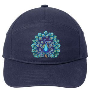 Peacock Bird Lover Illustration 7-Panel Snapback Hat