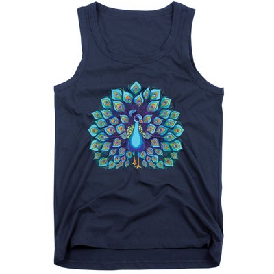 Peacock Bird Lover Illustration Tank Top