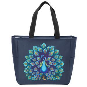 Peacock Bird Lover Illustration Zip Tote Bag