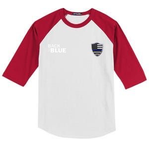 Police Blue Line Us Flag Police Shield Blue Lives Matter Gift Kids Colorblock Raglan Jersey