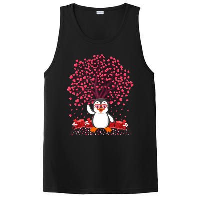 Penguin Bird Lover Heart Tree Penguin Valentine's Day Gift PosiCharge Competitor Tank