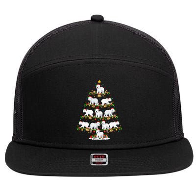 Polar Bear Lover Lights Xmas Santa Polar Bear Christmas Tree Funny Gift 7 Panel Mesh Trucker Snapback Hat