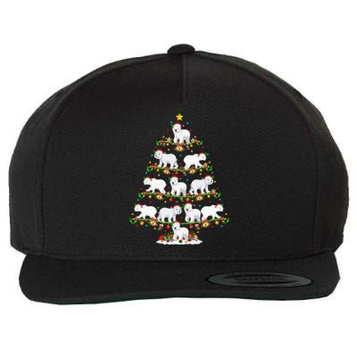 Polar Bear Lover Lights Xmas Santa Polar Bear Christmas Tree Funny Gift Wool Snapback Cap