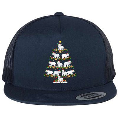 Polar Bear Lover Lights Xmas Santa Polar Bear Christmas Tree Funny Gift Flat Bill Trucker Hat