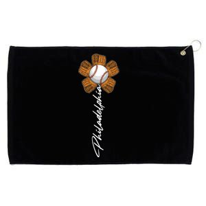 Philadelphia Baseball Mitt Flower Baseball Fan Grommeted Golf Towel