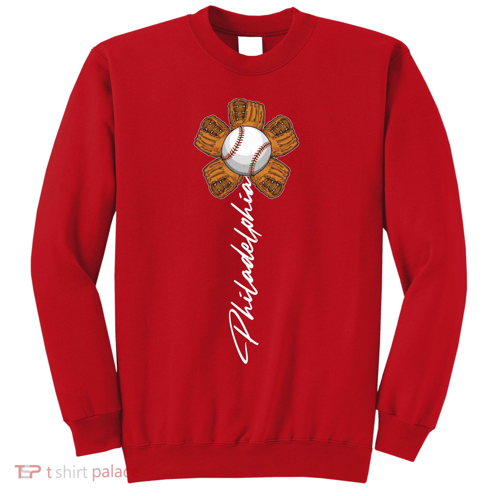 Philadelphia Baseball Mitt Flower Baseball Fan Sweatshirt