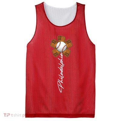 Philadelphia Baseball Mitt Flower Baseball Fan Mesh Reversible Basketball Jersey Tank