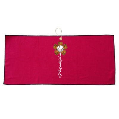 Philadelphia Baseball Mitt Flower Baseball Fan Large Microfiber Waffle Golf Towel