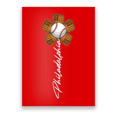 Philadelphia Baseball Mitt Flower Baseball Fan Poster