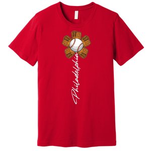 Philadelphia Baseball Mitt Flower Baseball Fan Premium T-Shirt