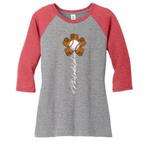 Philadelphia Baseball Mitt Flower Baseball Fan Women's Tri-Blend 3/4-Sleeve Raglan Shirt