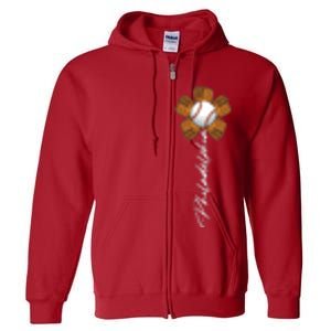 Philadelphia Baseball Mitt Flower Baseball Fan Full Zip Hoodie