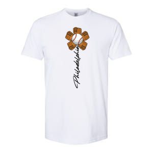 Philadelphia Baseball Mitt Flower Baseball Fan Softstyle CVC T-Shirt