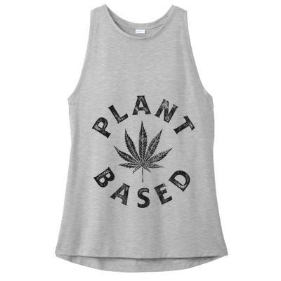 Plant Based Marijuana Leaf Weed Cannabis Pot Smoker Ladies PosiCharge Tri-Blend Wicking Tank