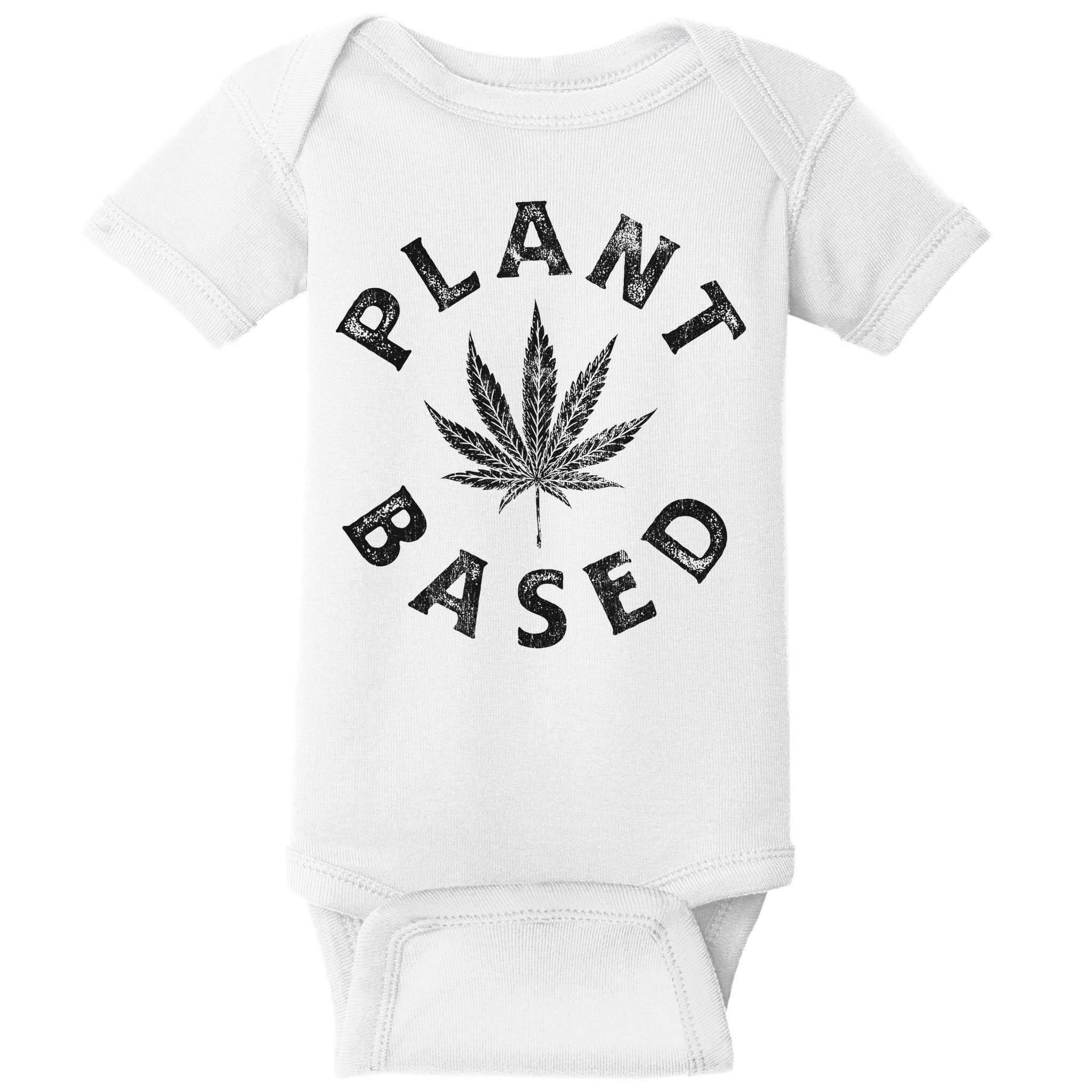 Plant Based Marijuana Leaf Weed Cannabis Pot Smoker Baby Bodysuit