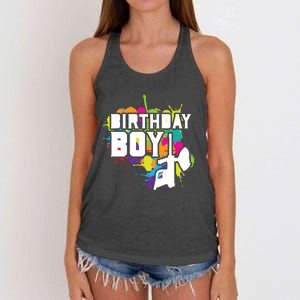 Paintball Birthday Matching Family Set Outfit Premium Women's Knotted Racerback Tank