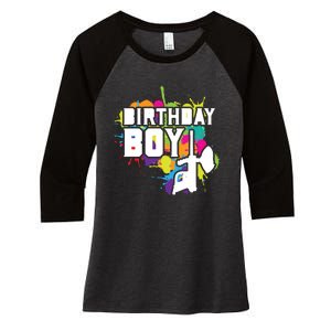 Paintball Birthday Matching Family Set Outfit Premium Women's Tri-Blend 3/4-Sleeve Raglan Shirt