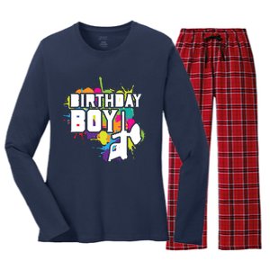 Paintball Birthday Matching Family Set Outfit Premium Women's Long Sleeve Flannel Pajama Set 