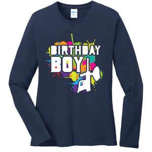 Paintball Birthday Matching Family Set Outfit Premium Ladies Long Sleeve Shirt