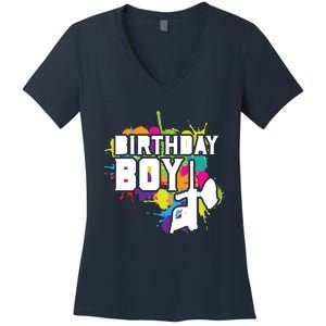 Paintball Birthday Matching Family Set Outfit Premium Women's V-Neck T-Shirt