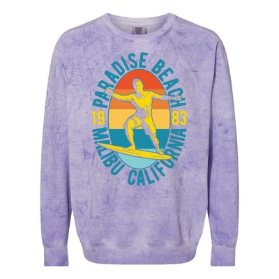 Paradise Beach Malibu California Colorblast Crewneck Sweatshirt