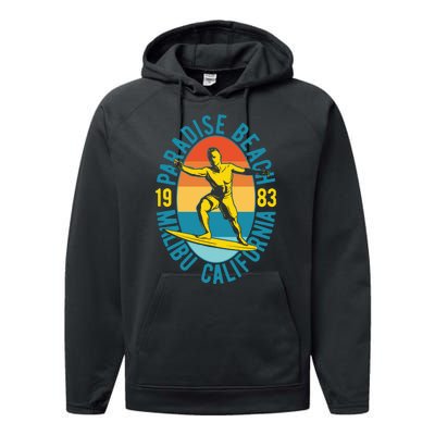 Paradise Beach Malibu California Performance Fleece Hoodie