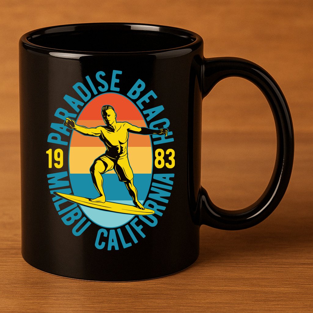 Paradise Beach Malibu California 11oz C Handle Ceramic Mug