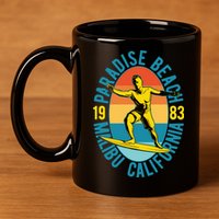 Paradise Beach Malibu California 11oz C Handle Ceramic Mug