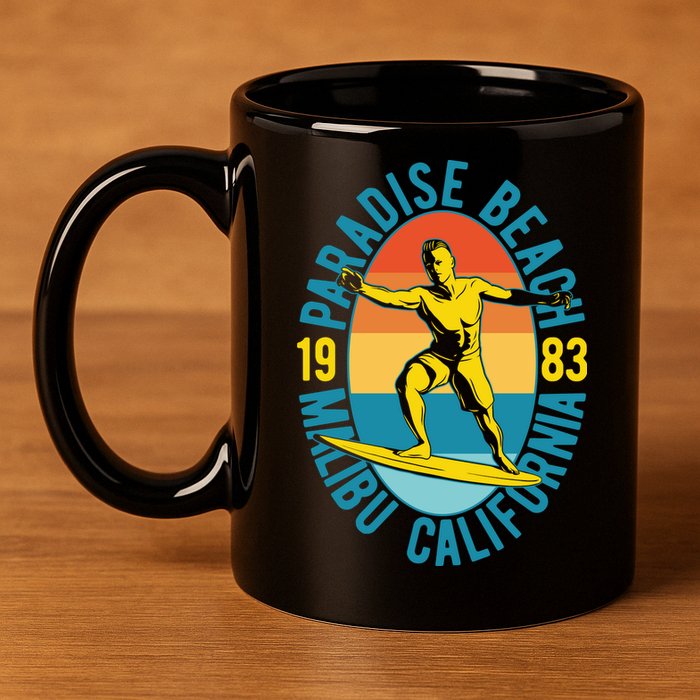 Paradise Beach Malibu California 11oz C Handle Ceramic Mug