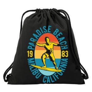 Paradise Beach Malibu California Drawstring Bag