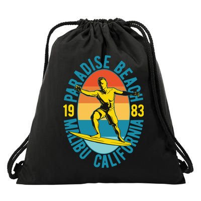 Paradise Beach Malibu California Drawstring Bag