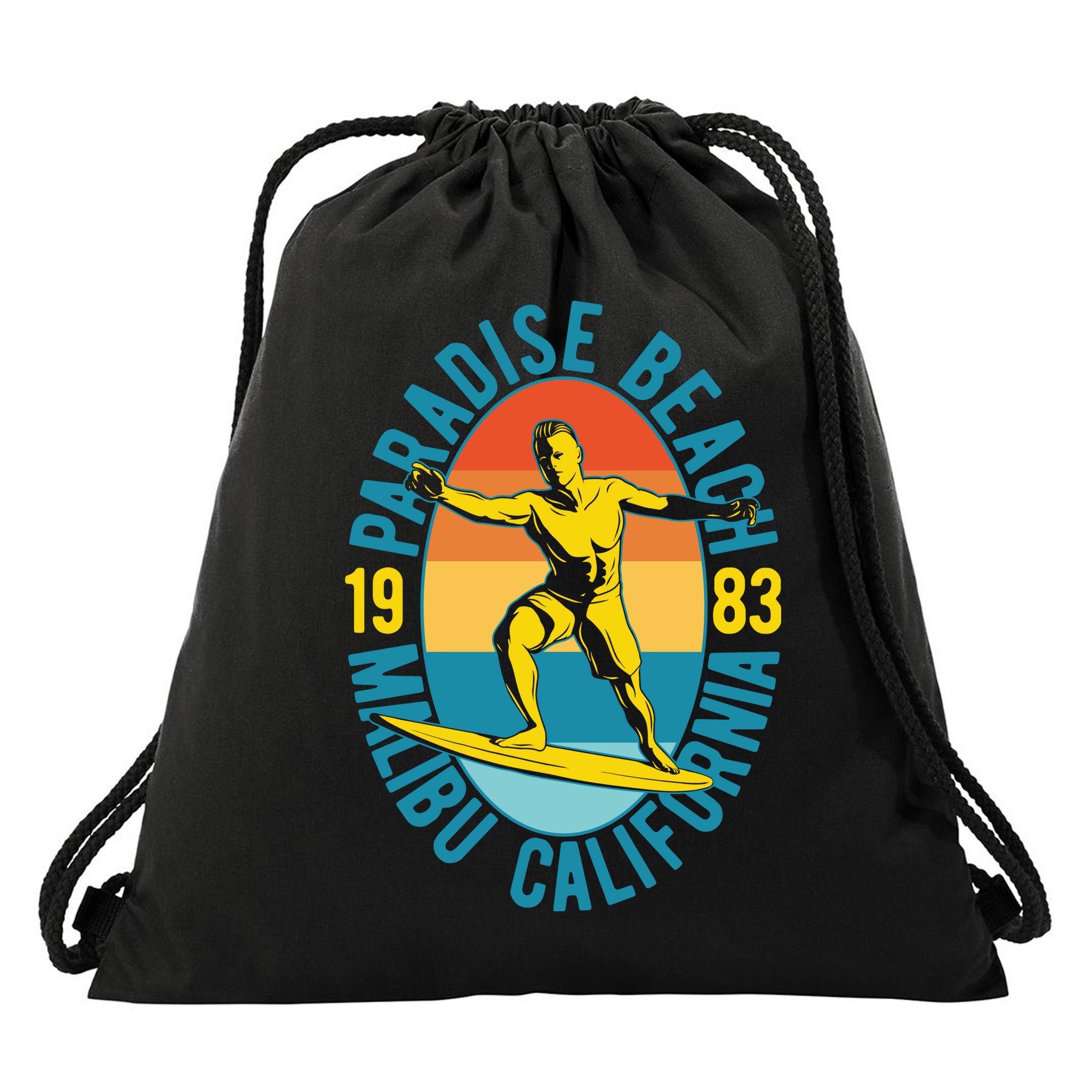 Paradise Beach Malibu California Drawstring Bag