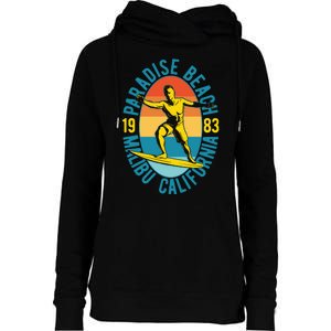 Paradise Beach Malibu California Womens Funnel Neck Pullover Hood