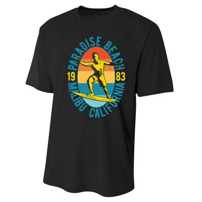 Paradise Beach Malibu California Performance Sprint T-Shirt