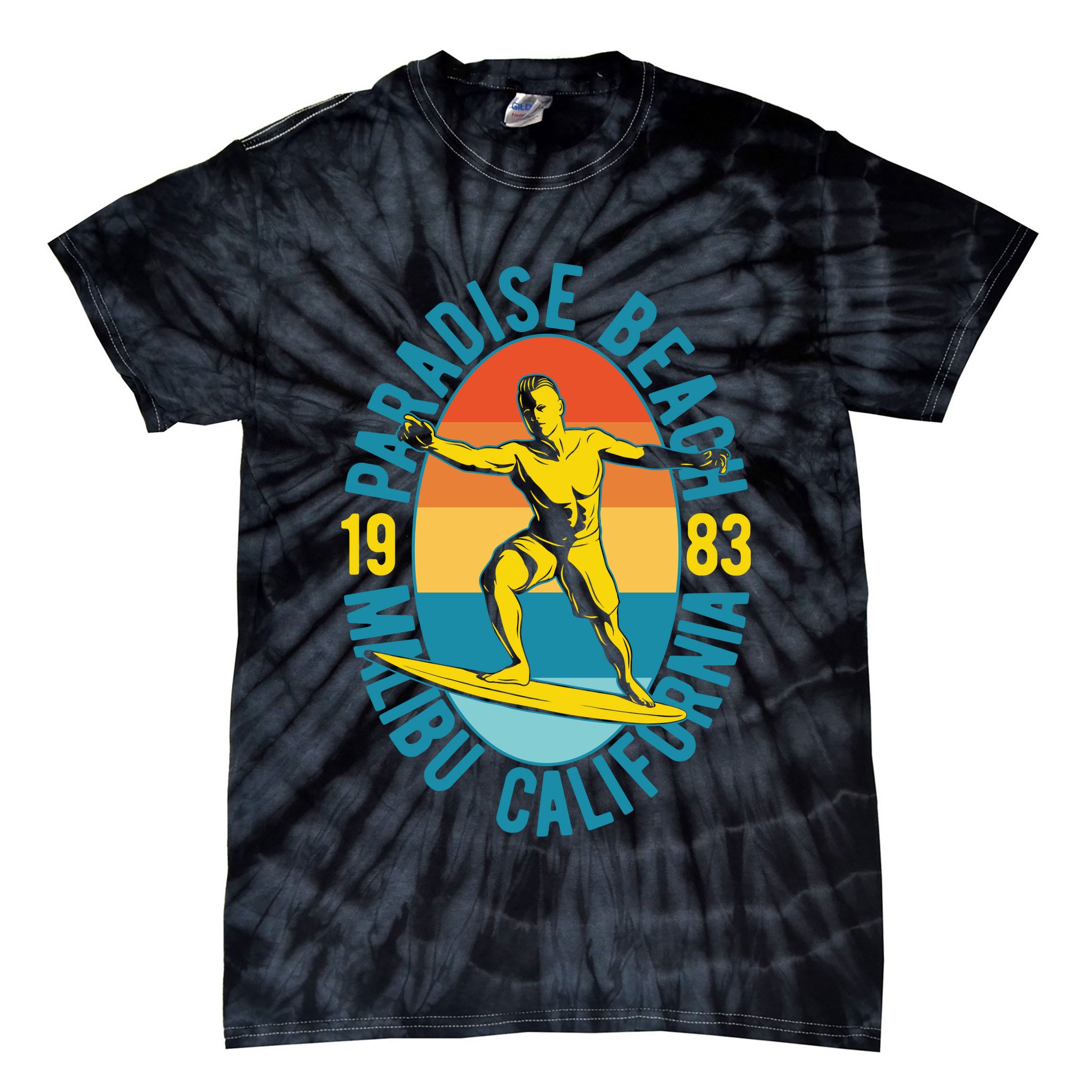 Paradise Beach Malibu California Tie-Dye T-Shirt
