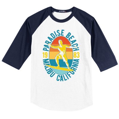 Paradise Beach Malibu California Baseball Sleeve Shirt