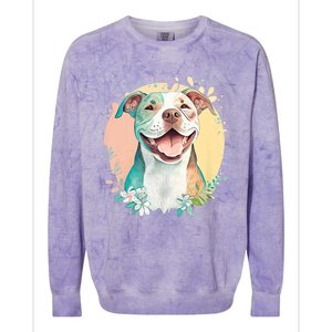 Pit Bull Mom Dog Lover Colorful Artistic Pitbull Owner Women Colorblast Crewneck Sweatshirt