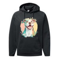 Pit Bull Mom Dog Lover Colorful Artistic Pitbull Owner Women Performance Fleece Hoodie