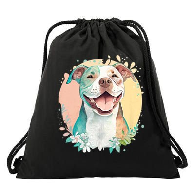 Pit Bull Mom Dog Lover Colorful Artistic Pitbull Owner Women Drawstring Bag