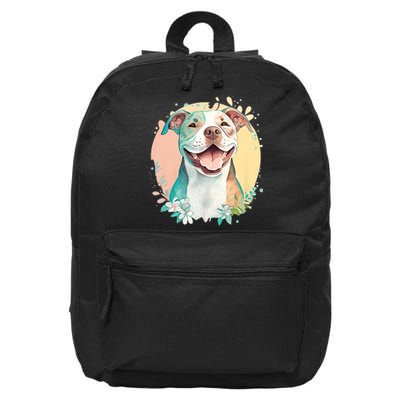 Pit Bull Mom Dog Lover Colorful Artistic Pitbull Owner Women 16 in Basic Backpack