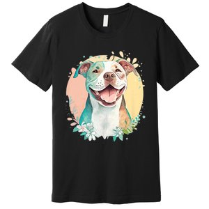 Pit Bull Mom Dog Lover Colorful Artistic Pitbull Owner Women Premium T-Shirt