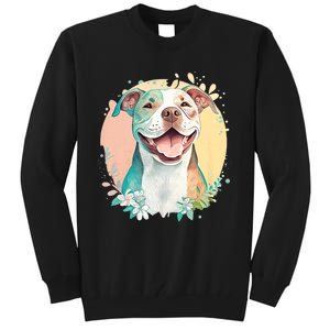 Pit Bull Mom Dog Lover Colorful Artistic Pitbull Owner Women Tall Sweatshirt