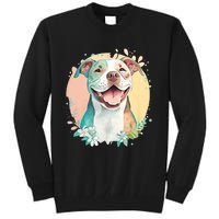 Pit Bull Mom Dog Lover Colorful Artistic Pitbull Owner Women Tall Sweatshirt