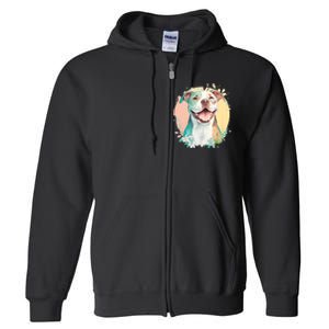 Pit Bull Mom Dog Lover Colorful Artistic Pitbull Owner Women Full Zip Hoodie